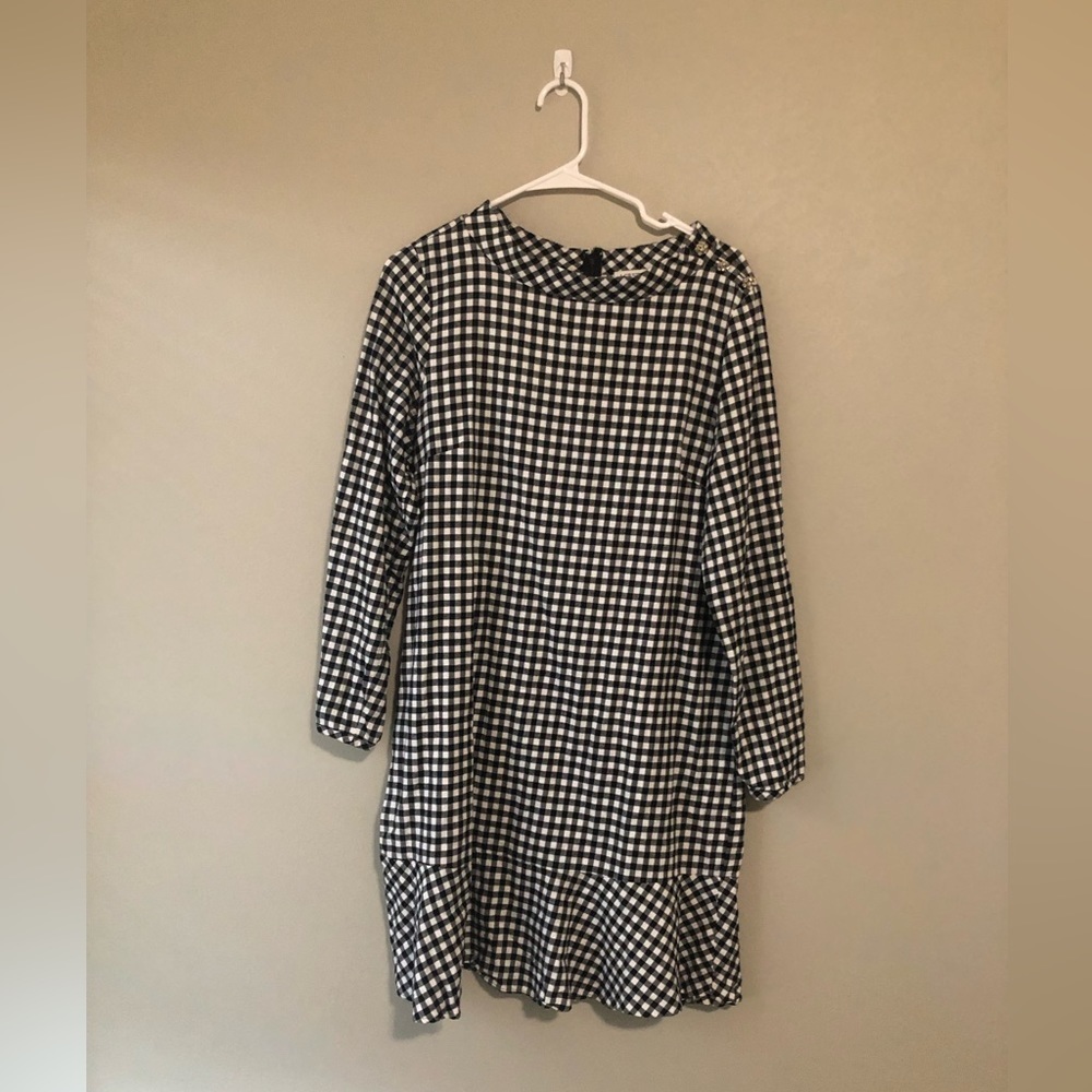 J. Crew plaid gingham drop waist dress in size medium - Picture 2 of 6